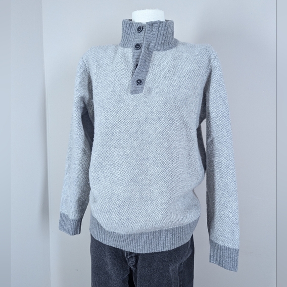 lorenzo magni Sweaters - Lorenzo Magni Italian Wool Henley Sweater | Gray Knit Pullover | Medium